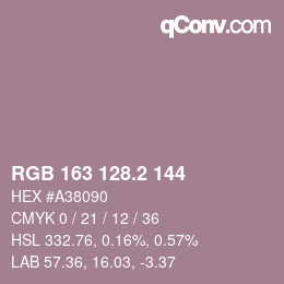 カラーコード: RGB 163 128.2 144 | qconv.com
