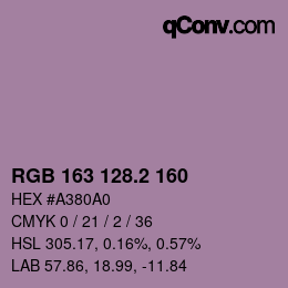 カラーコード: RGB 163 128.2 160 | qconv.com