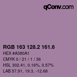 カラーコード: RGB 163 128.2 161.6 | qconv.com