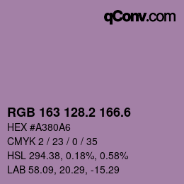 カラーコード: RGB 163 128.2 166.6 | qconv.com