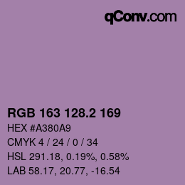 カラーコード: RGB 163 128.2 169 | qconv.com