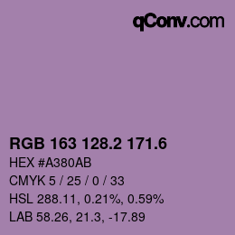 カラーコード: RGB 163 128.2 171.6 | qconv.com