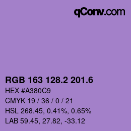 カラーコード: RGB 163 128.2 201.6 | qconv.com