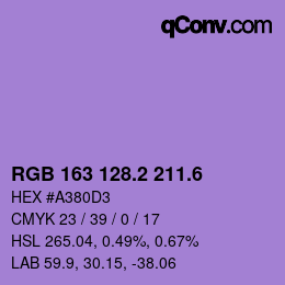 カラーコード: RGB 163 128.2 211.6 | qconv.com