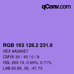 カラーコード: RGB 163 128.2 231.6 | qconv.com