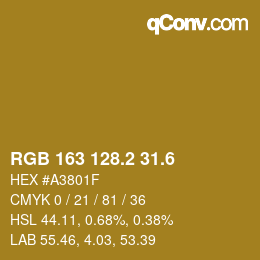 カラーコード: RGB 163 128.2 31.6 | qconv.com