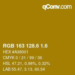 カラーコード: RGB 163 128.6 1.6 | qconv.com