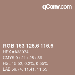 カラーコード: RGB 163 128.6 116.6 | qconv.com