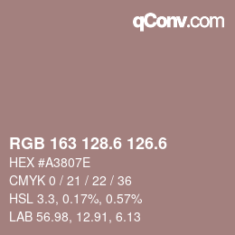 カラーコード: RGB 163 128.6 126.6 | qconv.com