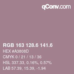 カラーコード: RGB 163 128.6 141.6 | qconv.com