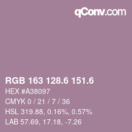 カラーコード: RGB 163 128.6 151.6 | qconv.com