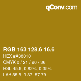 カラーコード: RGB 163 128.6 16.6 | qconv.com
