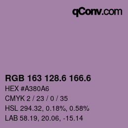 カラーコード: RGB 163 128.6 166.6 | qconv.com