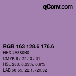 カラーコード: RGB 163 128.6 176.6 | qconv.com