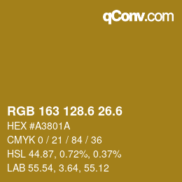 カラーコード: RGB 163 128.6 26.6 | qconv.com