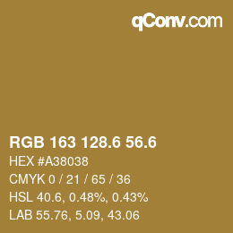 カラーコード: RGB 163 128.6 56.6 | qconv.com