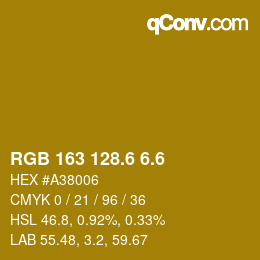 カラーコード: RGB 163 128.6 6.6 | qconv.com