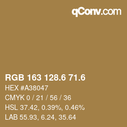 カラーコード: RGB 163 128.6 71.6 | qconv.com