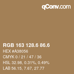 カラーコード: RGB 163 128.6 86.6 | qconv.com