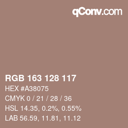 Color code: RGB 163 128 117 | qconv.com