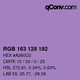 Color code: RGB 163 128 192 | qconv.com