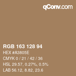カラーコード: RGB 163 128 94 | qconv.com
