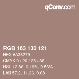 Farbcode: RGB 163 130 121 | qconv.com