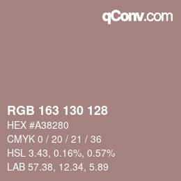 Color code: RGB 163 130 128 | qconv.com