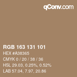 Color code: RGB 163 131 101 | qconv.com