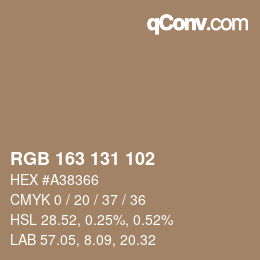 Código de color: RGB 163 131 102 | qconv.com