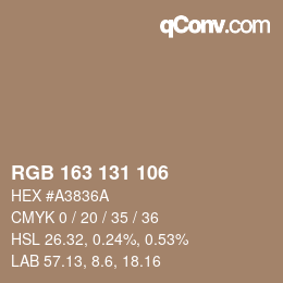 Color code: RGB 163 131 106 | qconv.com