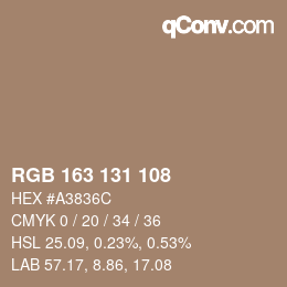Código de color: RGB 163 131 108 | qconv.com