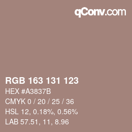 Farbcode: RGB 163 131 123 | qconv.com