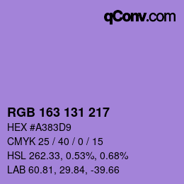 Color code: RGB 163 131 217 | qconv.com