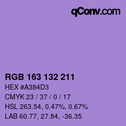 Color code: RGB 163 132 211 | qconv.com