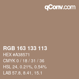 Código de color: RGB 163 133 113 | qconv.com