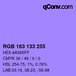 Color code: RGB 163 133 255 | qconv.com
