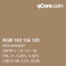 カラーコード: RGB 163 134 103 | qconv.com