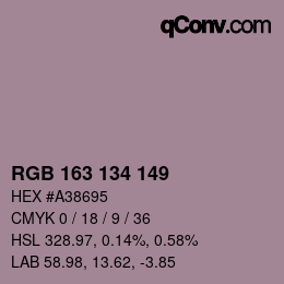 Color code: RGB 163 134 149 | qconv.com