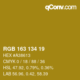 Color code: RGB 163 134 19 | qconv.com