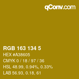 Color code: RGB 163 134 5 | qconv.com