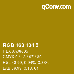 Color code: RGB 163 134 5 | qconv.com