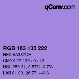 Color code: RGB 163 135 222 | qconv.com