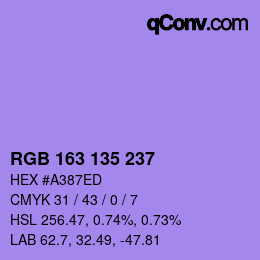 Color code: RGB 163 135 237 | qconv.com