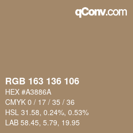 Color code: RGB 163 136 106 | qconv.com