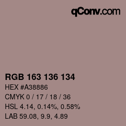 Color code: RGB 163 136 134 | qconv.com