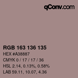 Color code: RGB 163 136 135 | qconv.com