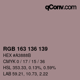 Color code: RGB 163 136 139 | qconv.com