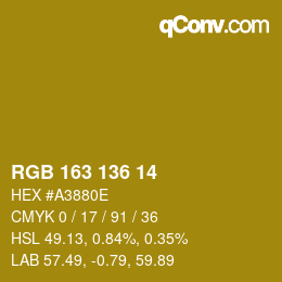 Color code: RGB 163 136 14 | qconv.com
