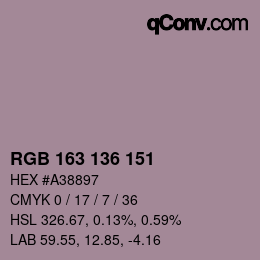 Color code: RGB 163 136 151 | qconv.com